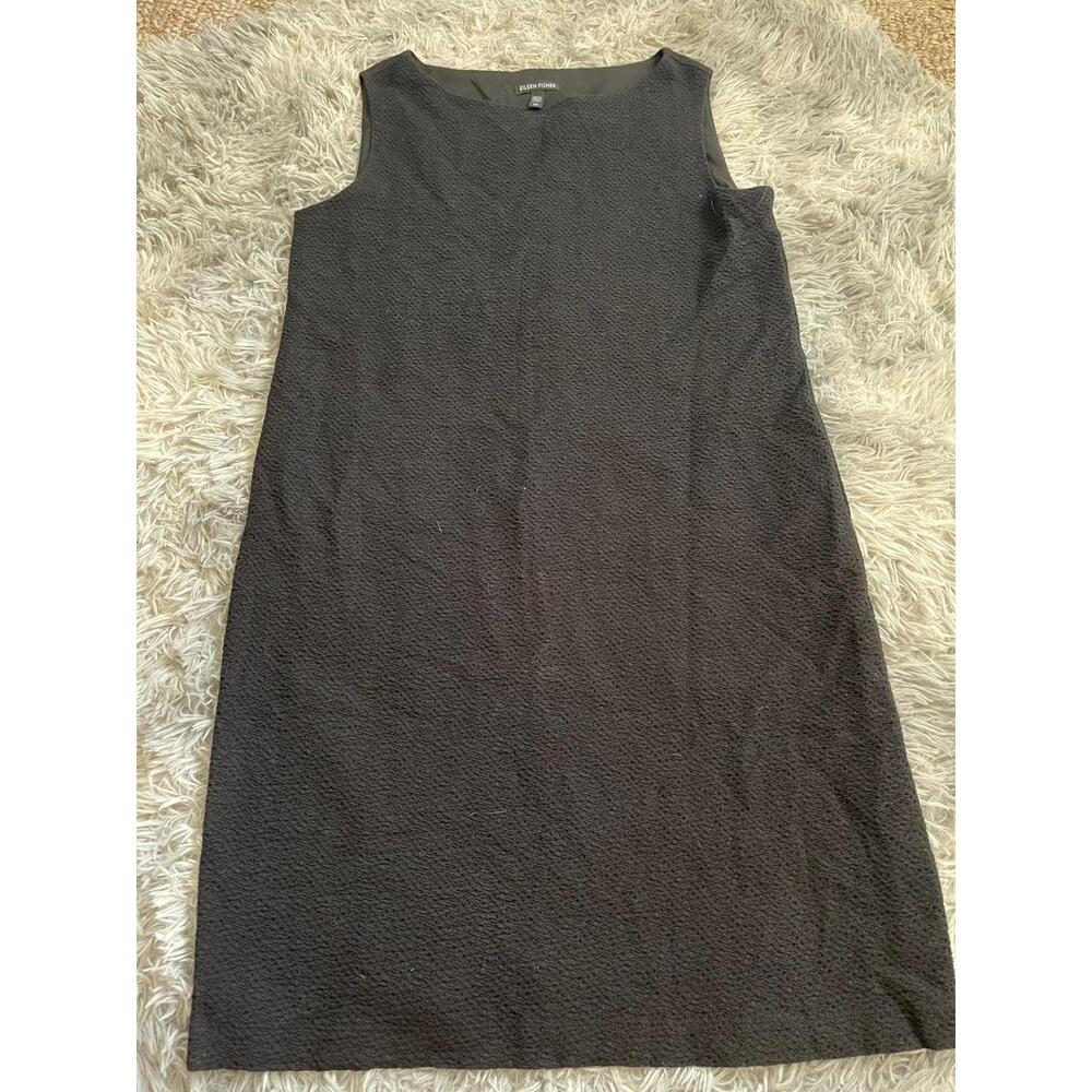 Eileen Fisher Dress Womens Size SP Black Sleeveless Shift Textured Minimalist - Picture 2 of 4